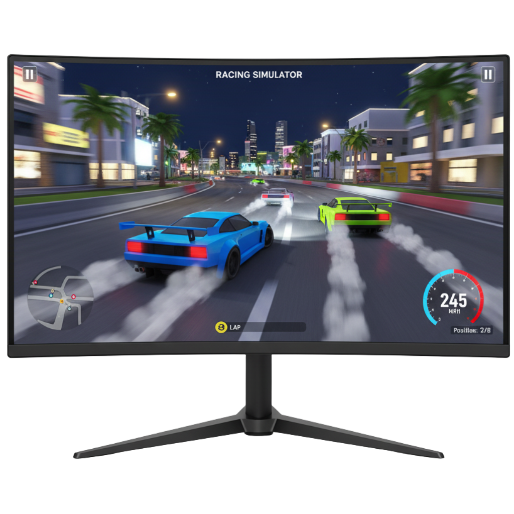 A black desktop monitor displays the Roblox latest version application interface in dark mode, which is designed for Roblox for Windows. The screen shows the home page with rows of game tiles under headings like 'Recommended for You' and 'Top Earning', allowing users to discover new experiences. The navigation menu on the left side is visible, confirming this is the dedicated Roblox for PC app environment.